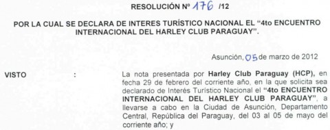 Ausschnitt aus Dekret wegen touristischem Interesse für Paraguay