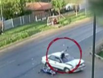 Unfallverursacher flüchtet mit Opfer auf dem Autodach