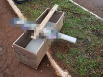 Sarg vor Deutschem Sportplatz deponiert