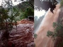 Schweizer Wasserfall nach den intensiven Regenfällen wieder in voller Pracht