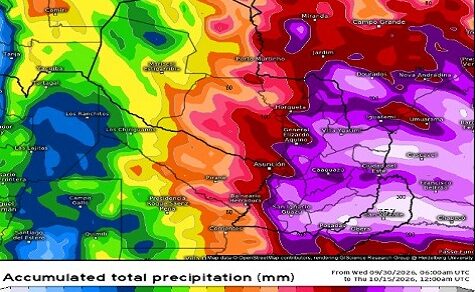 Wetterprognose für Oktober 2026: Regenreiche erste Monatshälfte in Ostparaguay erwartet